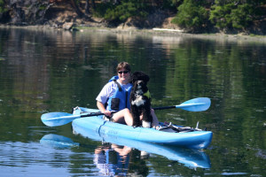 Jette and TailR kayaking in San Juan Islands